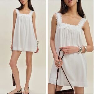 Reformation Hartley Mini Dress White Ivory Cotton Lace French Sleeveless